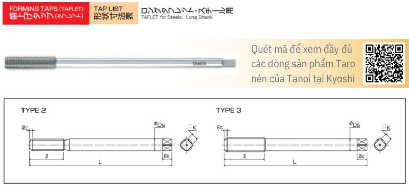 Bản vẽ kỹ thuật Mũi taro nén thân dài chuyên dụng cho thép LT-TFST