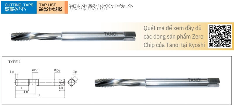 Bản vẽ kỹ thuật Mũi taro xoắn ngược dòng Zero Chip ZC-RE-SP