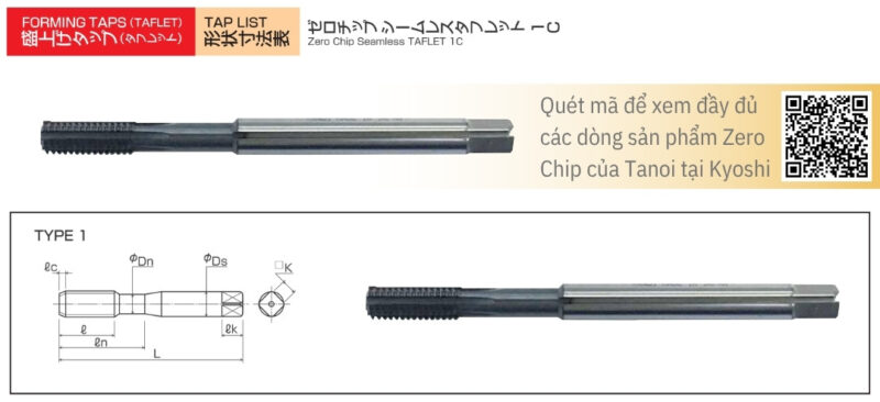 Bản vẽ kỹ thuật Mũi taro nén Seamless Taflet không phoi ZC-SL-TF-1C