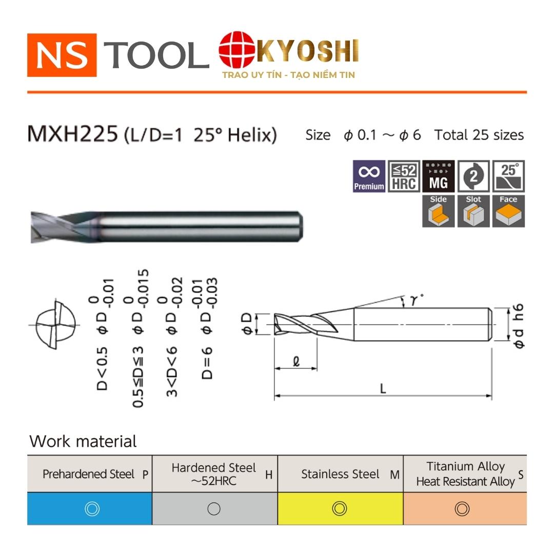 Dao phay ngón flat 2 me MXH225 MUGEN COATING cao cấp