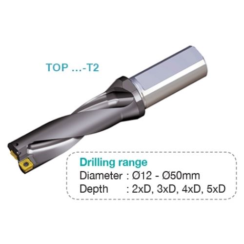 Thân khoan gắn mảnh TOP...-T2 chiều sâu khoan 2xD đến 5xD