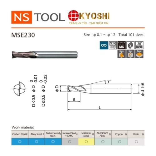Dao phay ngón 2 me MSE230 phủ MUGEN NS Tool